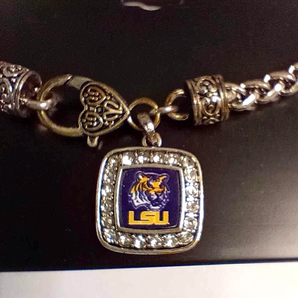 LSU TIGERS Womens Bracelet Rhinestone Embellishments Classic Braided New - Picture 3 of 4